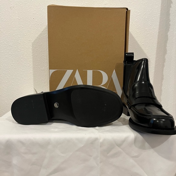 Womens ZARA loafers New with tags sizes 7 1/2 run large LEATHER - Picture 8 of 8